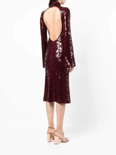 Galvan Sequinned High-neck Midi Dress In Red