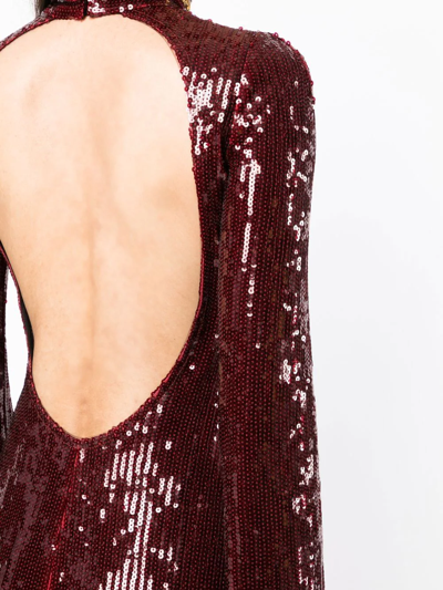 Galvan Sequinned High-neck Midi Dress In Red