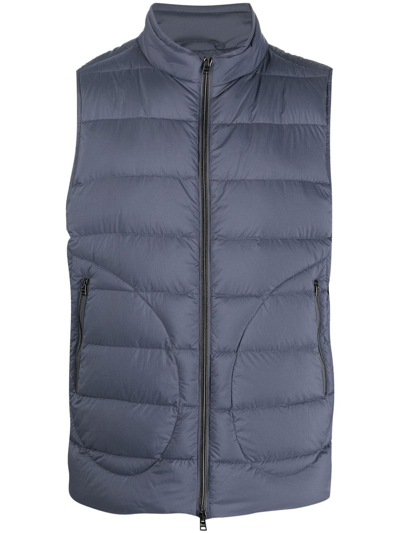 Herno Padded Zip-up Down Gilet In Blue