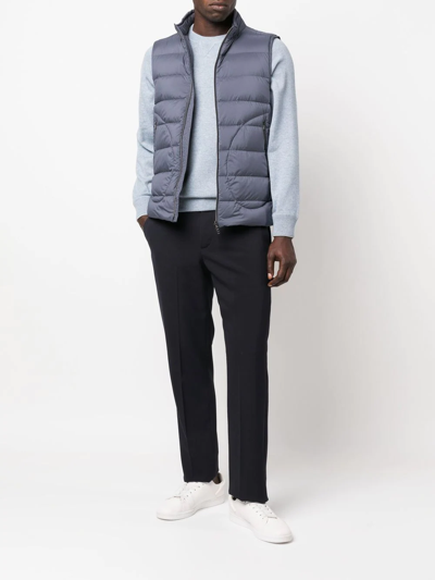 Herno Padded Zip-up Down Gilet In Blue