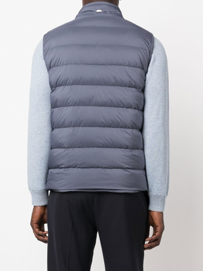 Herno Padded Zip-up Down Gilet In Blue