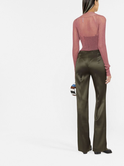 Shop Etro High-rise Flared Trousers In Green