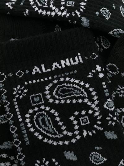 Shop Alanui Paisley-intarsia Socks In Black