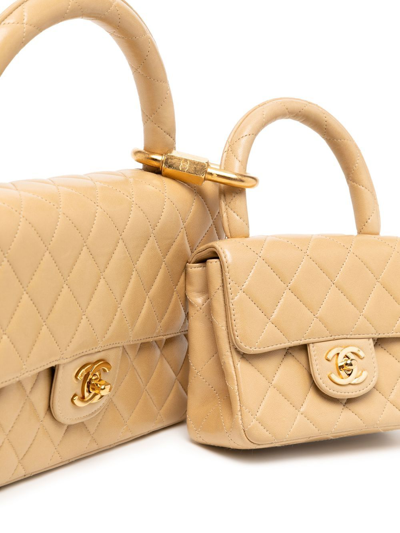 Pre-owned Chanel 1992 Classic Flap Two-piece Bag Set In Yellow