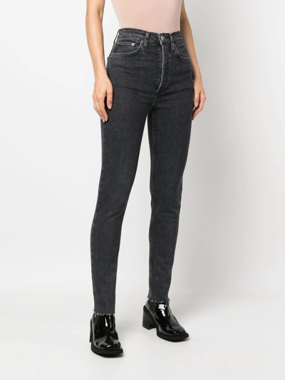 Shop Re/done 90s High-waist Skinny Jeans In Grey