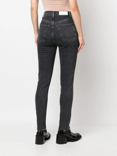 Shop Re/done 90s High-waist Skinny Jeans In Grey
