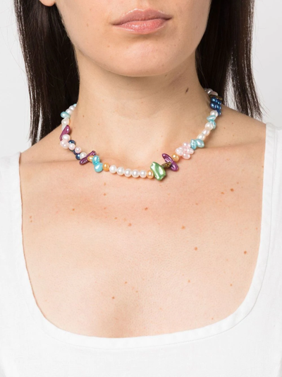 Shop Hatton Labs Pearl-embellished Choker Necklace In Neutrals