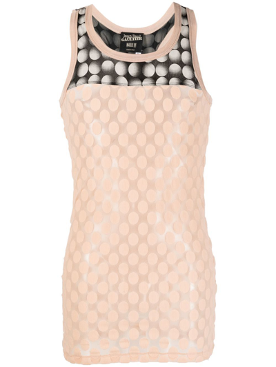 Pre-owned Jean Paul Gaultier 2000s Polka-dot Sheer Tank Top In Neutrals