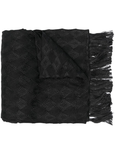 Shop Maison Margiela Logo-embroidered Silk Scarf In Black