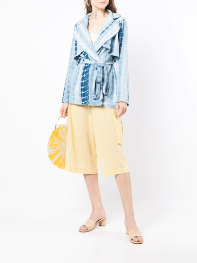 Shop Bambah Tie-dye Trench-style Blouse In Blue
