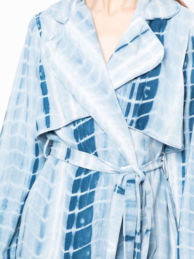 Shop Bambah Tie-dye Trench-style Blouse In Blue