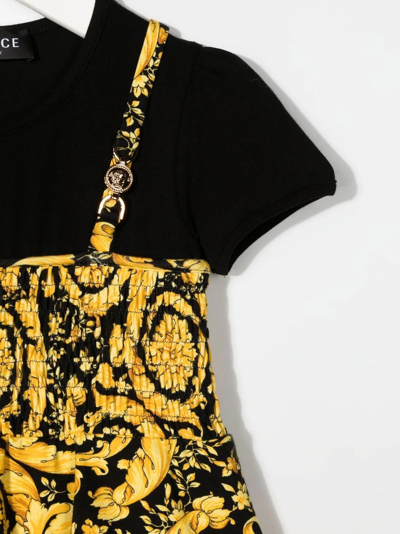 Shop Versace Baroque-print T-shirt Dress In Black