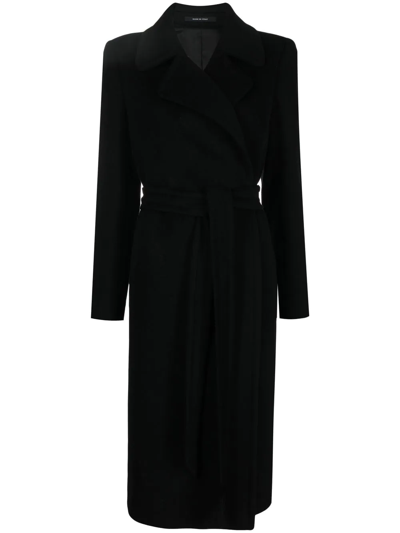 Tagliatore Belted Single-breasted Long Coat In Black
