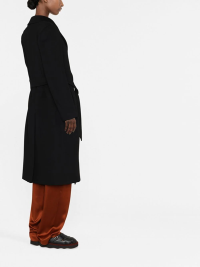 Tagliatore Belted Single-breasted Long Coat In Black