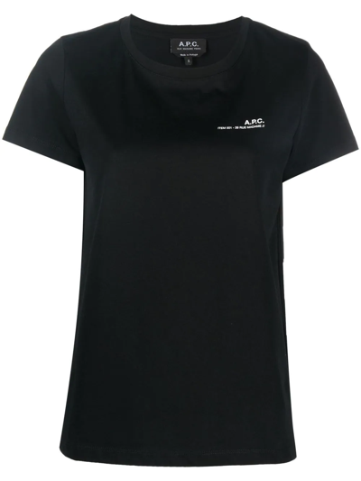 Shop Apc Logo Crew-neck T-shirt In Black