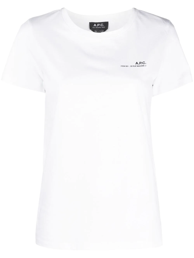 Shop Apc Logo Crew-neck T-shirt In White