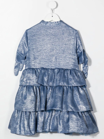 Shop Mi Mi Sol Metallic Tiered-skirt Party Dress In Blue