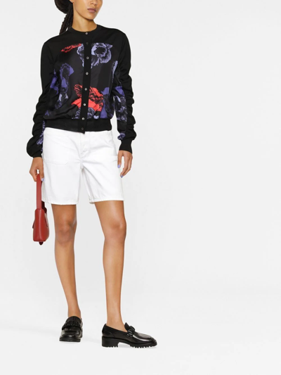 Shop Ferragamo Abstract-print Knitted Cardigan In Black