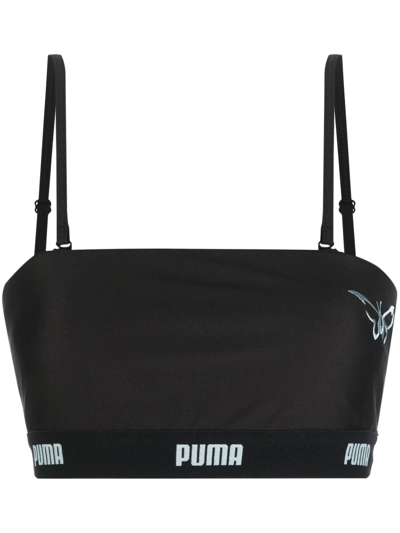 Shop Puma X Dua Lipa Bralette Cropped Top In Black