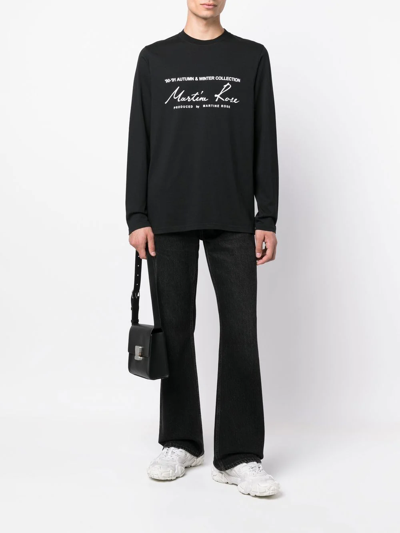 Shop Martine Rose Long-sleeve Logo T-shirt In Black