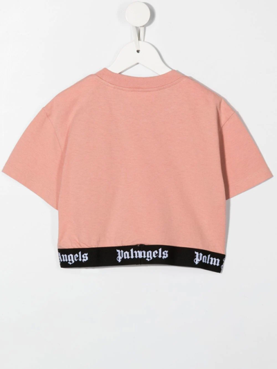 Shop Palm Angels Logo-waist Cotton T-shirt In Pink