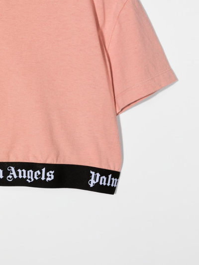Shop Palm Angels Logo-waist Cotton T-shirt In Pink