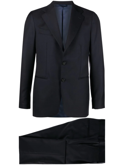 Shop D4.0 Notched-collar Single-breasted Suit Set In Blue