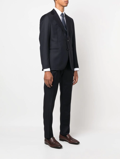 Shop D4.0 Notched-collar Single-breasted Suit Set In Blue