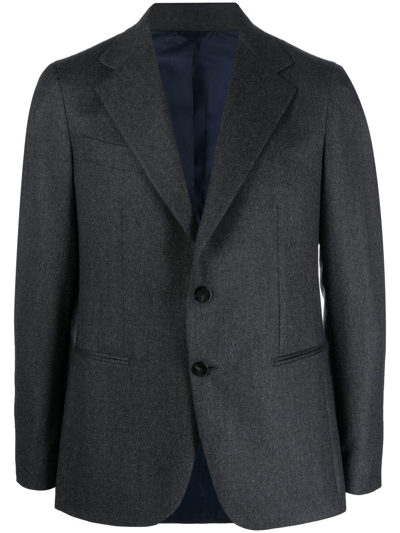 Shop D4.0 Nocthed-collar Single-breasted Blazer In Grey