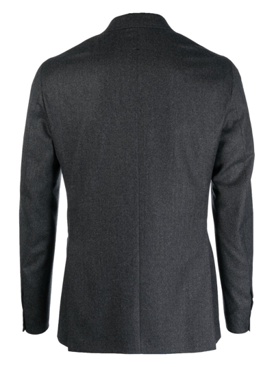 Shop D4.0 Nocthed-collar Single-breasted Blazer In Grey