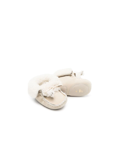 Shop Bonpoint Shearling-trimmed Pre-walkers In Neutrals