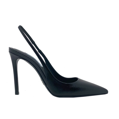 Shop Prada Slingback Leather Pumps In Black