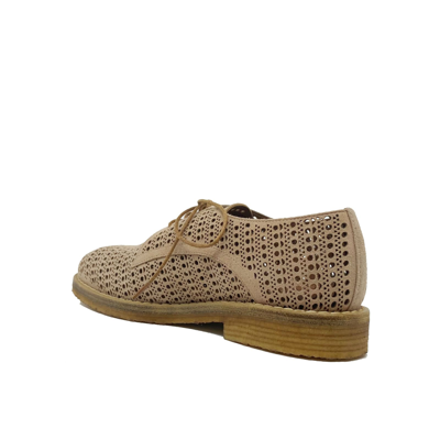 Shop Alaïa Perforated Leather Derbies In Beige