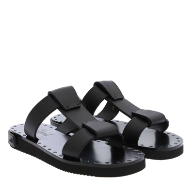 Shop Valentino Leather Sandals In Black