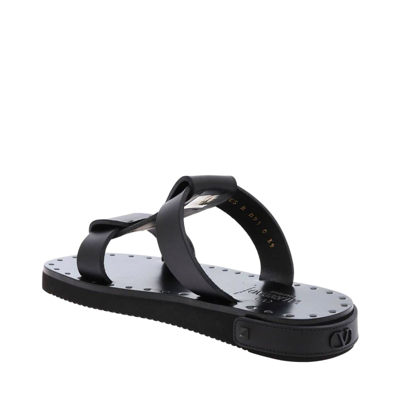 Shop Valentino Leather Sandals In Black