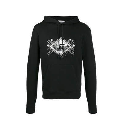Shop Saint Laurent Print Cotton Sweatshirt In Black