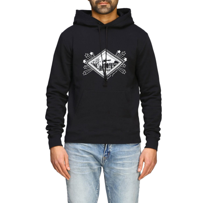 Shop Saint Laurent Print Cotton Sweatshirt In Black