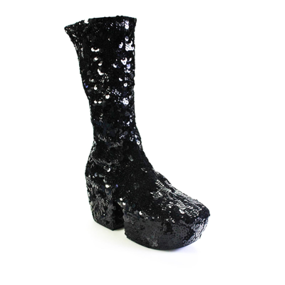 Shop Prada Sequins Platform Boots In Black