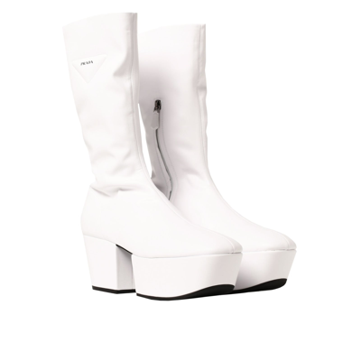 Shop Prada Platform Pull On Boots In White
