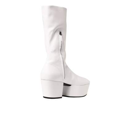 Prada Triangle Logo Platform Sole Boots In White