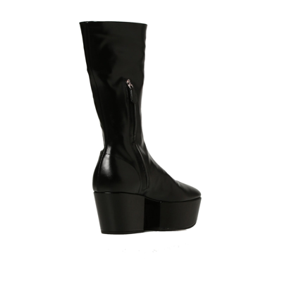 Prada Triangle Logo Platform Boots In Black