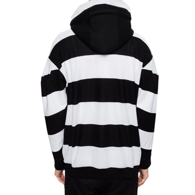 Shop Burberry Cut-out Striped Hooded Sweatshirt In Black