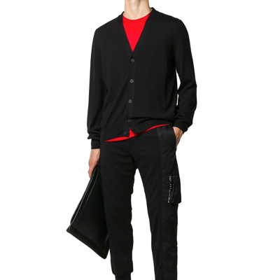 Shop Alexander Mcqueen Wool Knit Cardigan In Black