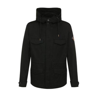 Shop Saint Laurent Hooded Parka Jacket In Black