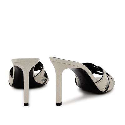 Shop Saint Laurent Tribute Leather Mules In White