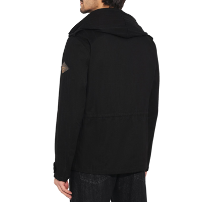 Shop Saint Laurent Hooded Parka Jacket In Black