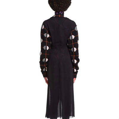 Shop Prada Wool And Silk Crepe Midi Dress In Black