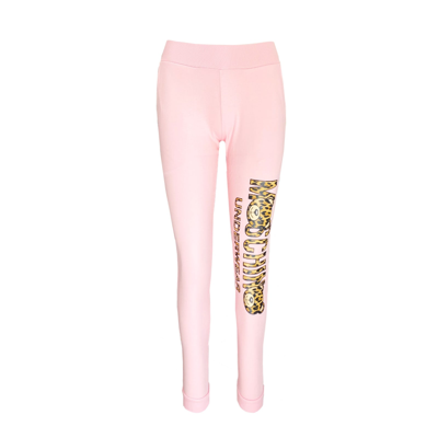Shop Moschino Underwear Leopard Logo Track Pants In Pink