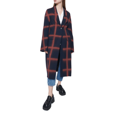 Shop Marni Wool Check Coat In Blue