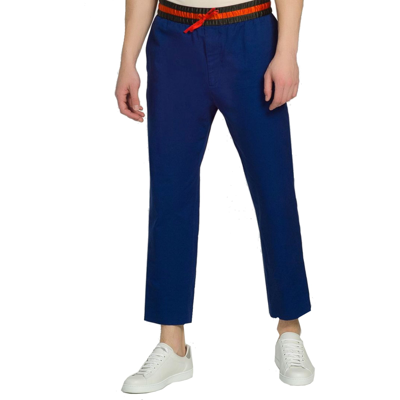 Shop Gucci Cropped Pants In Blue